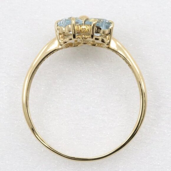 Clover Ring K18 yellow gold/Blue Topaz #7.4(US Size) Clover 1.9g Women - Picture 2 of 7